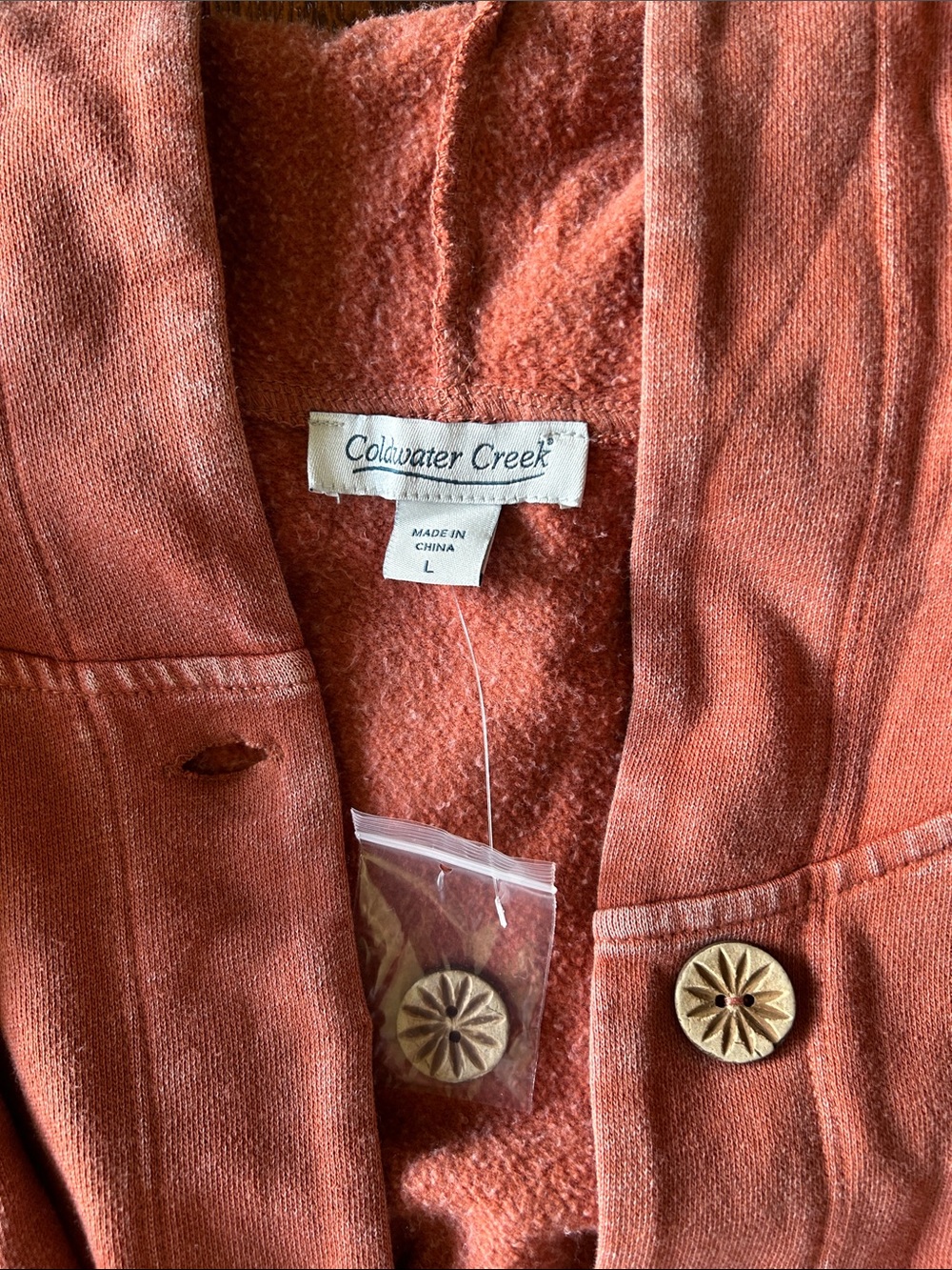 Coldwater Creek Rust Brown Hooded Long Cardigan - Picture 5 of 6